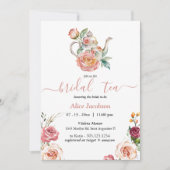 ALICE Blush Floral Bridal Tea Party Brunch Shower Kaart (Voorkant)
