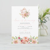 ALICE Blush Floral Bridal Tea Party Brunch Shower Kaart (Staand voorkant)