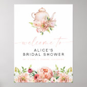 ALICE Blush Floral Bridal Tea Party Brunch Welkom Poster (Voorkant)