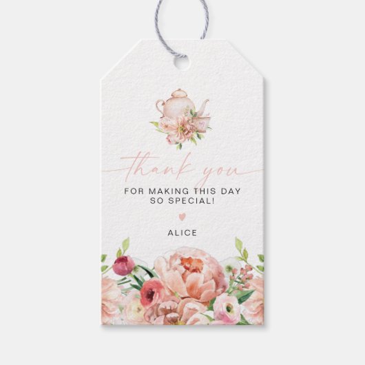 ALICE Blush Waterverf Spring Floral Elegant Favor Cadeaulabel (Voorkant)