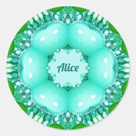 ALICE ~ Bright Abstract Fractal Pattern ~ Classic Ronde Sticker (Voorkant)