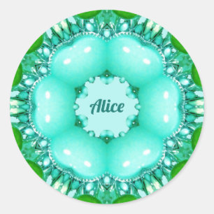 ALICE ~ Bright Abstract Fractal Pattern ~ Classic Ronde Sticker