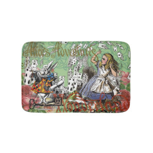 alice cards wonderland hatter konijn badmat