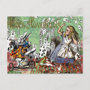 alice cards wonderland hatter konijn briefkaart