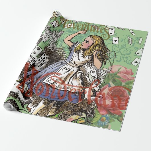 alice cards wonderland hatter konijn cadeaupapier (Uitgerold)