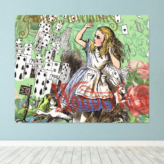 alice cards wonderland hatter konijn canvas afdruk (Insitu (Houten vloer))