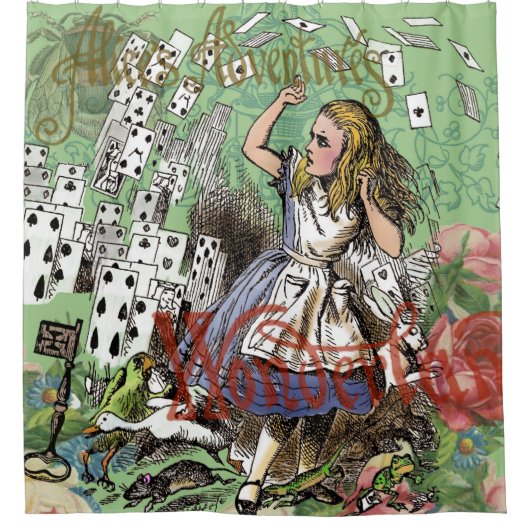 alice cards wonderland hatter konijn douchegordijn (Voorkant)