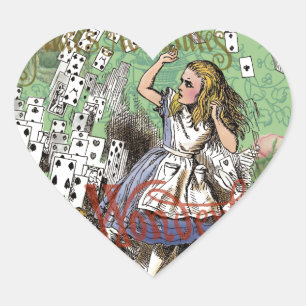 alice cards wonderland hatter konijn hart sticker
