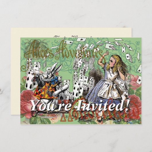 alice cards wonderland hatter konijn kaart (Voorkant / Achterkant)