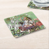 alice cards wonderland hatter konijn kartonnen onderzetters (Schuin)