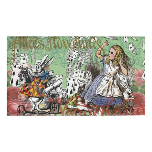 alice cards wonderland hatter konijn naambadge (Voorkant)