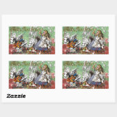 alice cards wonderland hatter konijn rechthoekige sticker (Vel)