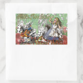 alice cards wonderland hatter konijn rechthoekige sticker (Tas)