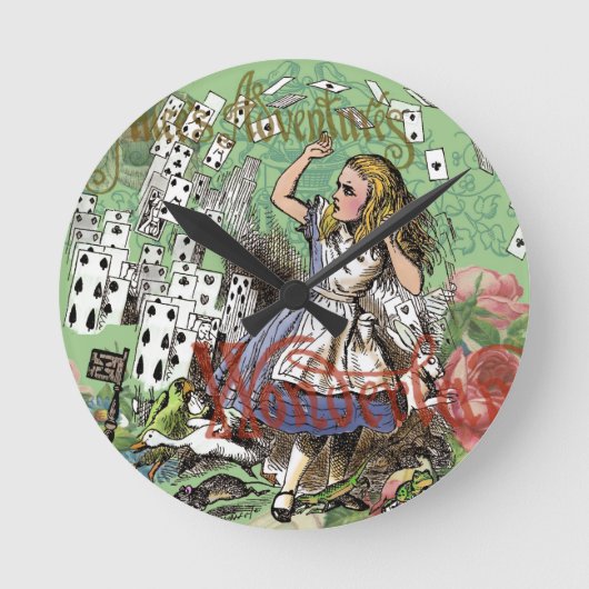 alice cards wonderland hatter konijn ronde klok (Voorkant)