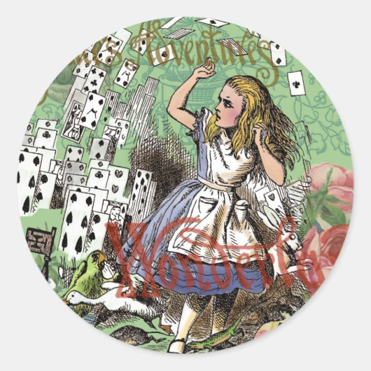 alice cards wonderland hatter konijn ronde sticker (Voorkant)