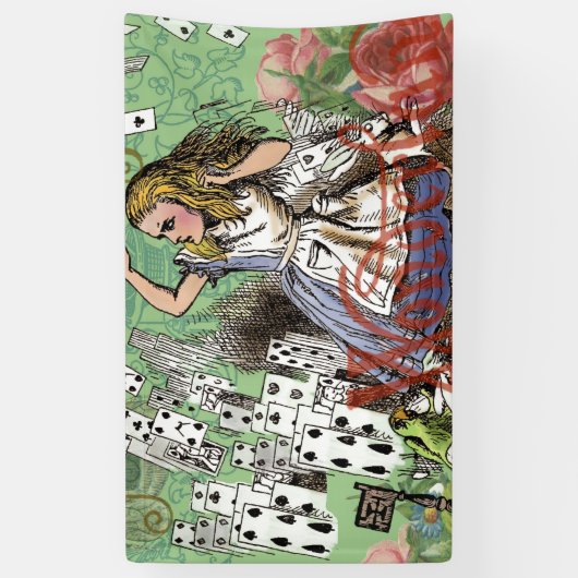 alice cards wonderland hatter konijn spandoek (Verticaal)