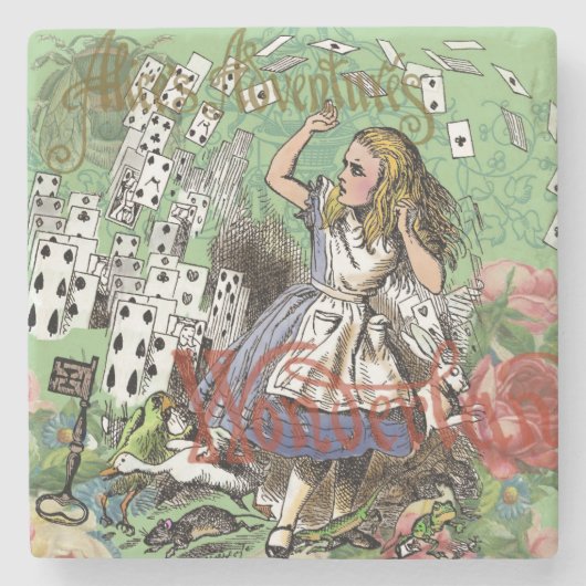 alice cards wonderland hatter konijn stenen onderzetter (Voorkant)