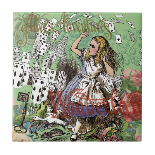 alice cards wonderland hatter konijn tegeltje (Voorkant)