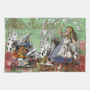 alice cards wonderland hatter konijn theedoek