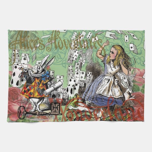 alice cards wonderland hatter konijn theedoek (Horizontaal)