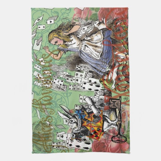 alice cards wonderland hatter konijn theedoek (Verticaal)