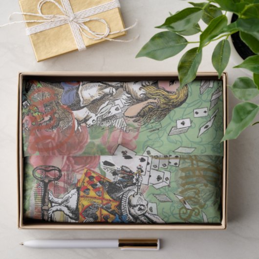 alice cards wonderland hatter konijn tissuepapier (Geschenk)