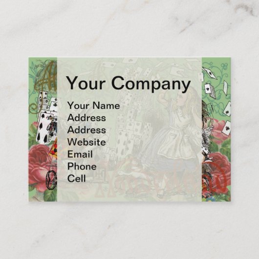 alice cards wonderland hatter konijn visitekaartje (Voorkant)