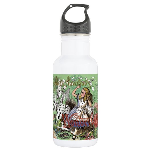 alice cards wonderland hatter konijn waterfles  (Voorkant)