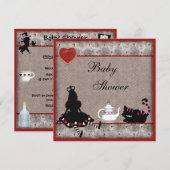 Alice & Cheshire Cat Baby shower Tea Party Kaart (Voorkant / Achterkant)