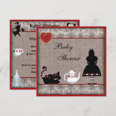 Alice & Cheshire Cat Baby shower Tea Party nodigt  Kaart (Voorkant / Achterkant)