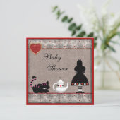 Alice & Cheshire Cat Baby shower Tea Party nodigt  Kaart (Staand voorkant)