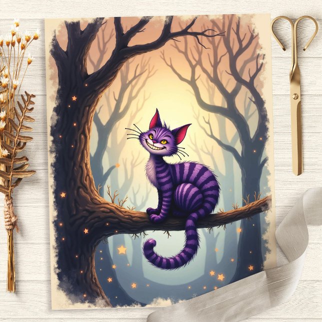 Alice Cheshire Cat Forest Scrapbook Paper (Creator heeft geüpload)
