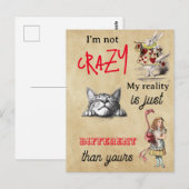 Alice - Cheshire Cat Ik ben niet gek Briefkaart (Voorkant / Achterkant)