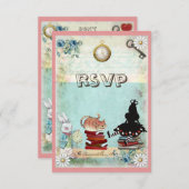 Alice & Cheshire Cat RSVP Breng een Baby shower ui (Voorkant / Achterkant)