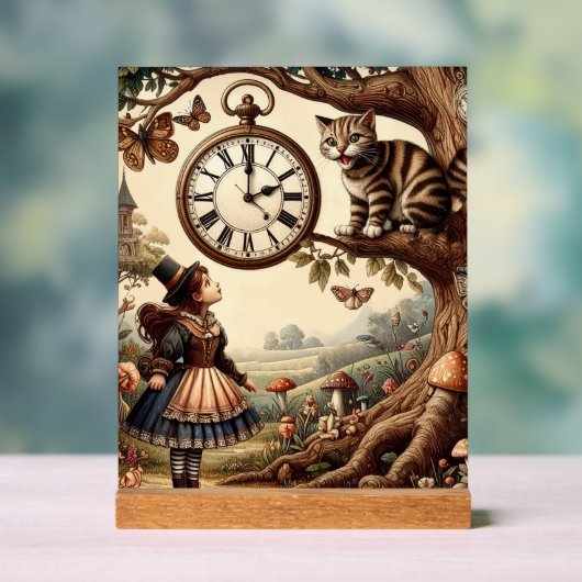 Alice & Cheshire Cat: Whimsical Wonderland Fantasy Acryl Bord (Neutraal)