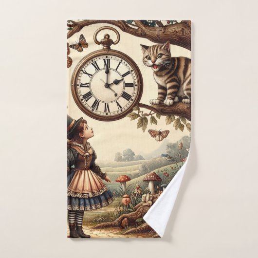 Alice & Cheshire Cat: Whimsical Wonderland Fantasy Bad Handdoek (Handdoek)