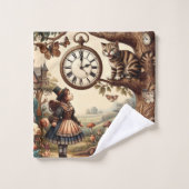 Alice & Cheshire Cat: Whimsical Wonderland Fantasy Bad Handdoek (Wasdoekje)