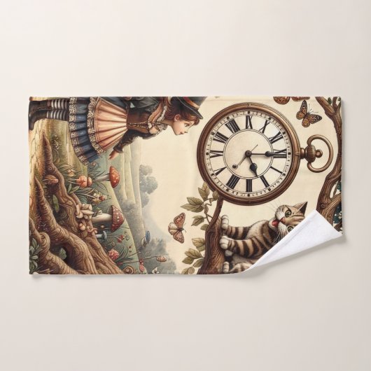 Alice & Cheshire Cat: Whimsical Wonderland Fantasy Bad Handdoek (Handdoek)