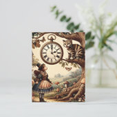 Alice & Cheshire Cat: Whimsical Wonderland Fantasy Briefkaart (Staand voorkant)