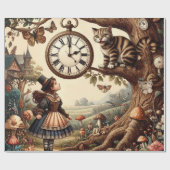Alice & Cheshire Cat: Whimsical Wonderland Fantasy Cadeaupapier (Vlak)