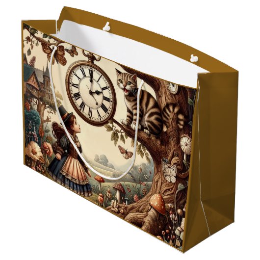Alice & Cheshire Cat: Whimsical Wonderland Fantasy Groot Cadeauzakje (Achterkant Gekanteld)