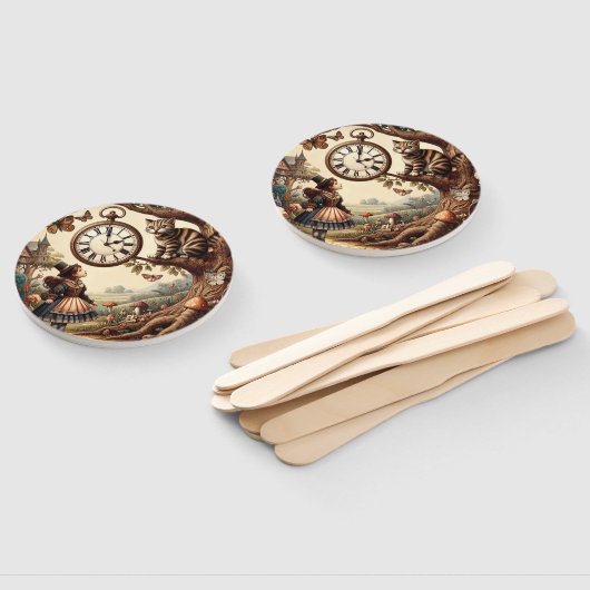 Alice & Cheshire Cat: Whimsical Wonderland Fantasy Handwaaier (Niet-gemonteerd)