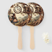 Alice & Cheshire Cat: Whimsical Wonderland Fantasy Handwaaier (Voorkant en achterkant)