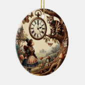 Alice & Cheshire Cat: Whimsical Wonderland Fantasy Keramisch Ornament (Rechts)