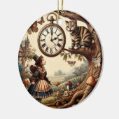 Alice & Cheshire Cat: Whimsical Wonderland Fantasy Keramisch Ornament (Links)