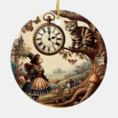 Alice & Cheshire Cat: Whimsical Wonderland Fantasy Keramisch Ornament (Achterkant)