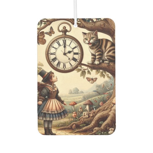 Alice & Cheshire Cat: Whimsical Wonderland Fantasy Luchtverfrisser (Voorkant)