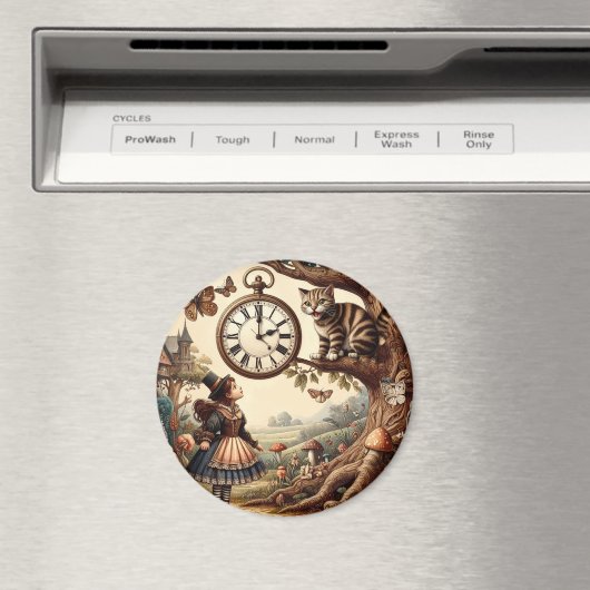 Alice & Cheshire Cat: Whimsical Wonderland Fantasy Magneet (Insitu (Vaatwasser))