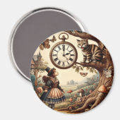 Alice & Cheshire Cat: Whimsical Wonderland Fantasy Magneet (Voorkant / Achterkant)