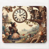 Alice & Cheshire Cat: Whimsical Wonderland Fantasy Muismat (Voorkant)